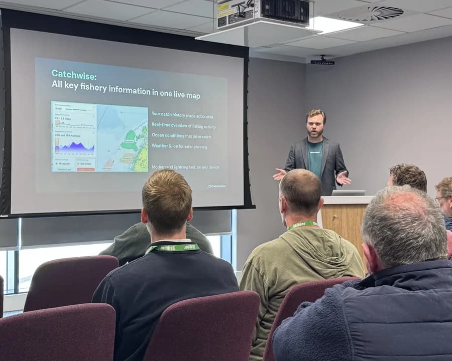 Ludvig Løddesøl presenting Catchwise at the Scottish Skipper Expo 2026