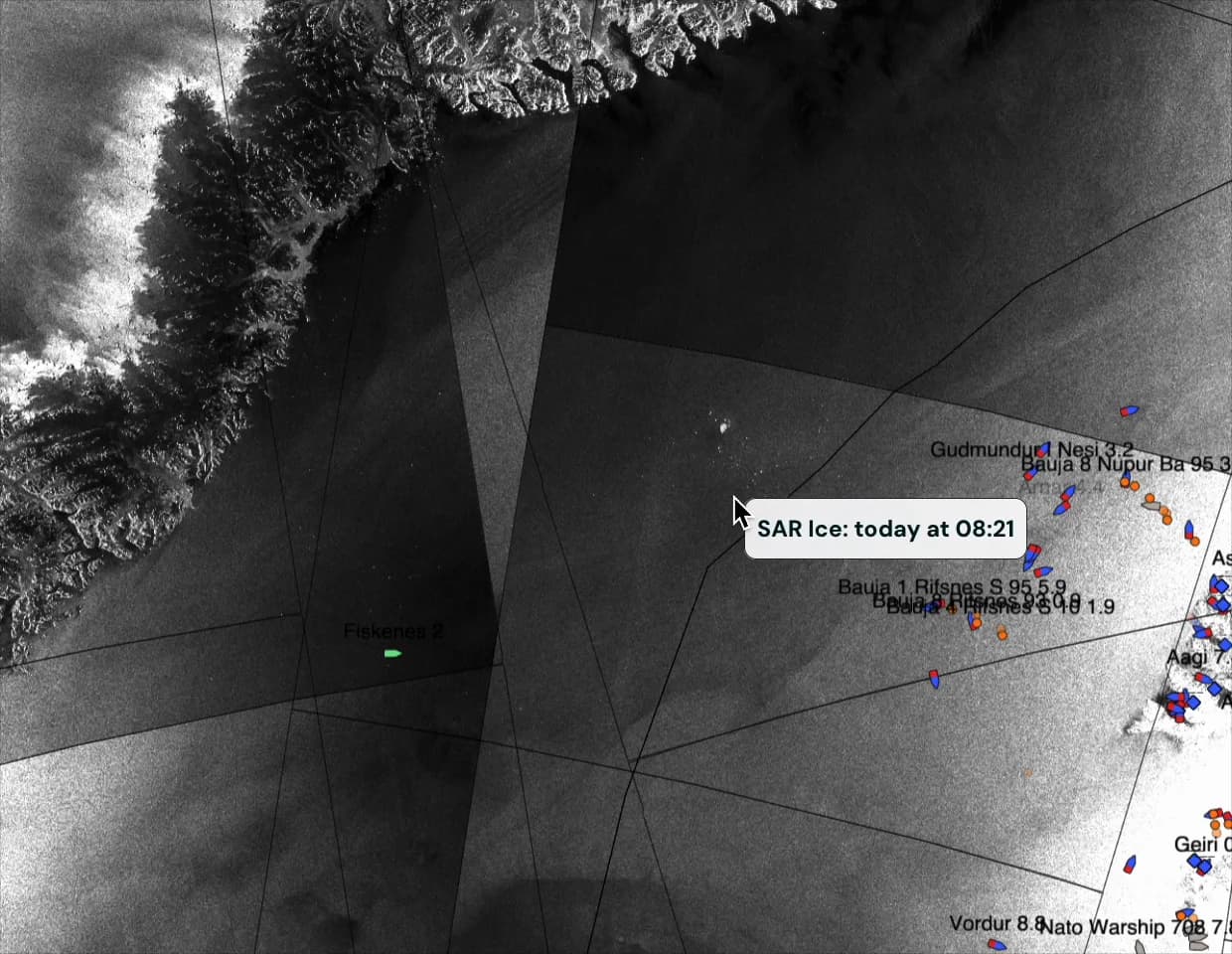 Ice charts and satellite imagery